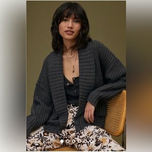 Anthropologie deep V oversized chunky knit sweater